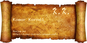 Komor Kornél névjegykártya